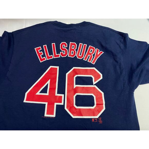 Vintage Majestic MLB Boston Red Sox #46 Jacoby Ellsbury Blue T Shirt Large 2007 - Picture 6 of 10